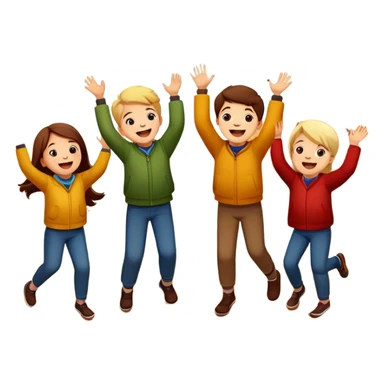 group of kids playing and tossing leaves in the air, autumn background sticker