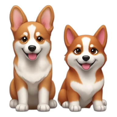 a "red corgi puppy" next to a "husky puppy" sticker