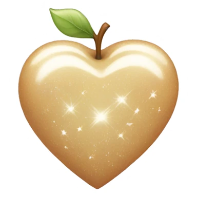apple emoji-like beige heart with white sparkles sticker