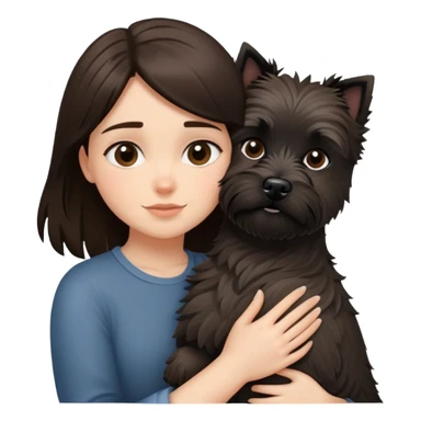 Brunette girl with black cairn terrier big hug sticker