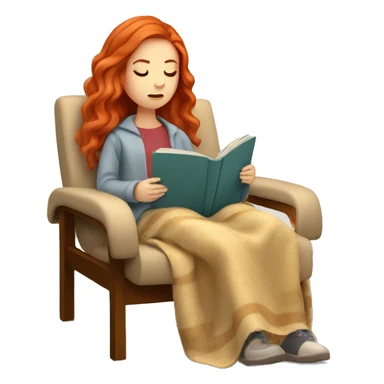 Red hair girl in a chair with blanket reading  sticker