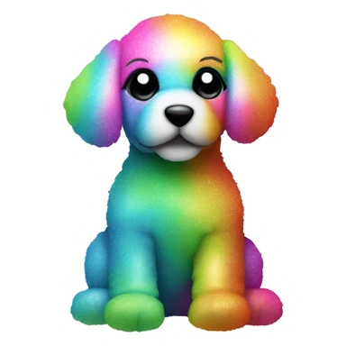 Stuffed animal puppy neon colorful rainbow shimmer sparkle fur  sticker