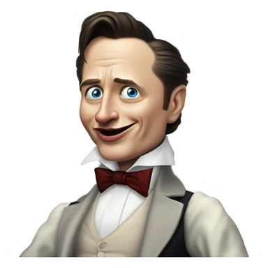 Ranting Elon Musk vampire in Uncle Scrooge style, oil paint, mysterious eyes, intricate lips, masterpiece pose, odd perspective, beautiful, desirable, logical sticker