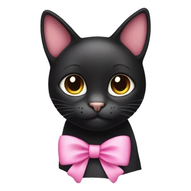 black cat with pink bow on ear  sticker