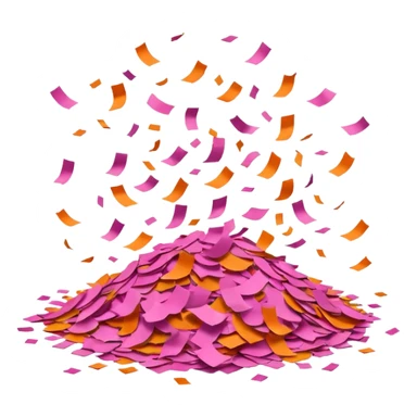 orange and pink confetti, burst effect, festive sticker