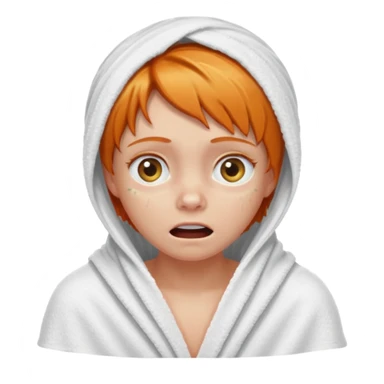 scared ginger girl with bath towels  sticker