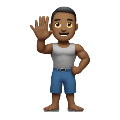 a muscle man waving hand sticker