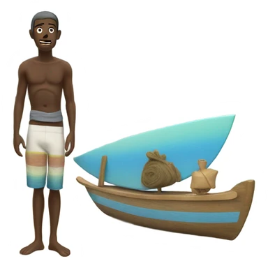 Surfer in front of a boat called indies trader sticker