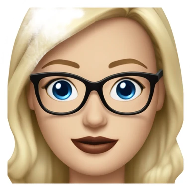 Real margot robbie secretary,  bright blue eyes, wearing black glasses  sticker