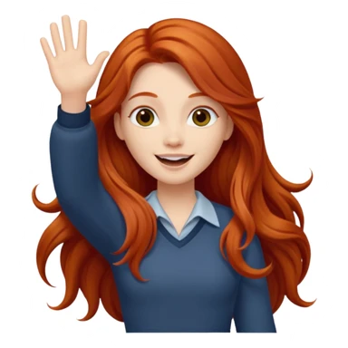 Excited long haired redhead waving sticker