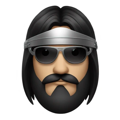 gladiator with long straight black hair, black moustache and sunglasses sticker