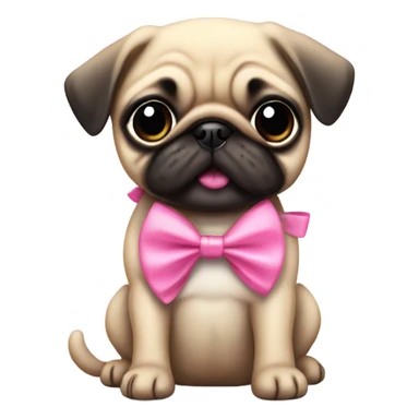 Dog puppy pug with cute pink Bow funny sticker