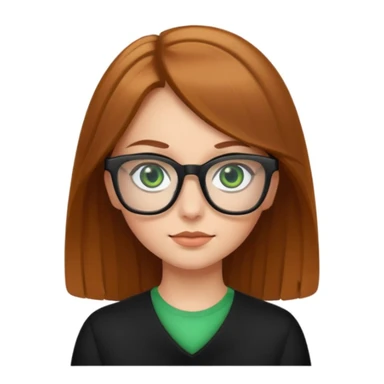 Caucasian girl with golden brown hair, green eyes, and black square glasses  sticker