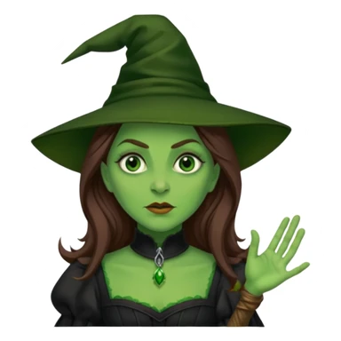 Wicked Witch of the West from The Wizard of Oz with green skin, long brown hair, black outfit sticker