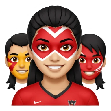 A black hair teen supporter with bold full-face paint, smiling with fierce team spirit. sticker