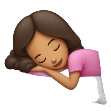 brunette woman sleeping peacefully on pink pillow sticker
