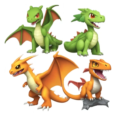 Colorful Edgy Chibi-Charizard-Greymon-Flygon-Velociraptor-Pokémon sticker