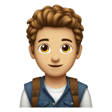 Garçon aux cheveux châtains long et aux yeux marrons sticker