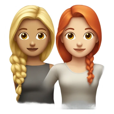 2 girls, white girl with blonde hair and white girl with red hair  sticker