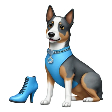 blue heeler wearing blue heels sticker