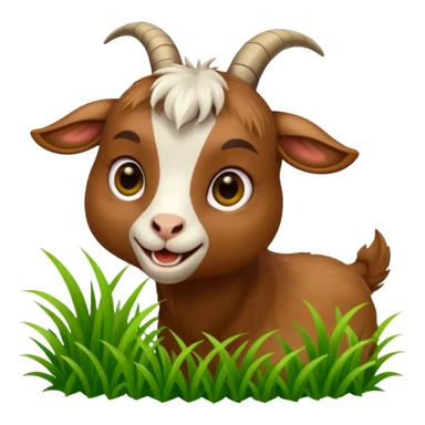 goat in the process of biting grass sticker