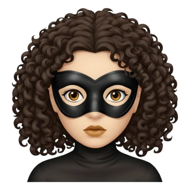 woman with robber mask concerned dark curly hair sticker