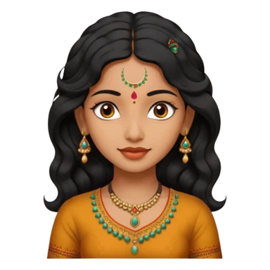 Indian fat girl south Indian wavy medium black hair ,tan darker skin sticker