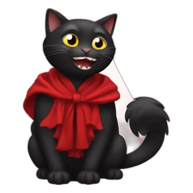 Black cat with red robe and big fangs sticker