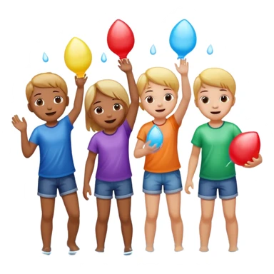 children playing with water balloons sticker