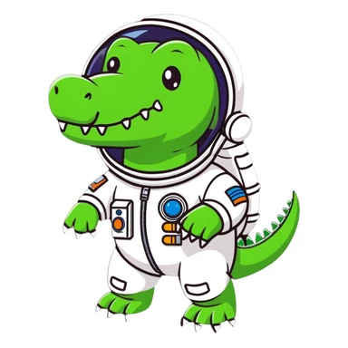 cute crocodile cosmonaut sticker