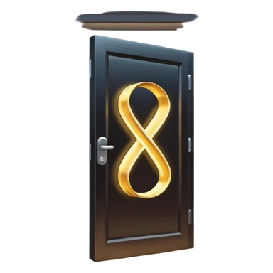 open door with glowing infinity sign sticker