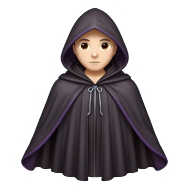 hooded cloak object icon, dark fabric cloak with deep hood, fantasy style, soft folds, 3D cartoon, mobile game icon style, centered, clean background, soft shadow, no text, no watermark
 
 sticker