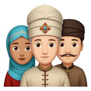 Emoji symbolizing three different cultures of Russia in the form of people (for example, Russians, Tatars, Bashkirs) sticker
