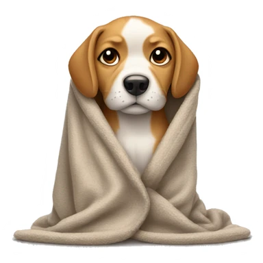 Dog wrapped in a blanket sticker