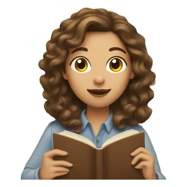 A woman with long wavy brown hair and books sticker