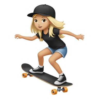 girl with blonde hair and tan skin wearing a black backwards hat and riding a skateboard sticker