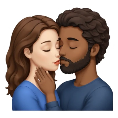 White woman with brown hair with eyes closed kissing the forehead of brown man with black wavy hair (has a a beard with his eyes closed too) sticker