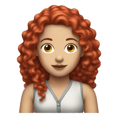 White woman with red long curly hair sticker