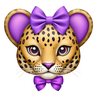 Un leopardo con un lazo morado coquette  sticker