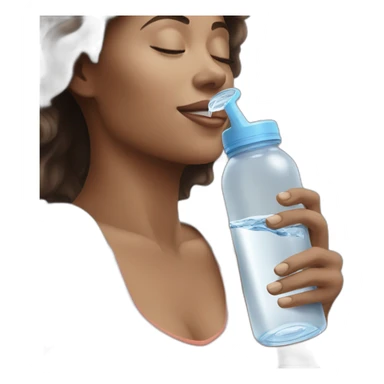 Woman drinking with a smart water bottle sticker