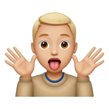 tongue sticking out with hands to the side sticker