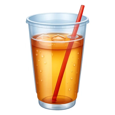 Soft drink in plastic cup (like Starbucks Cup), no logo, half circle shape closed top. sticker