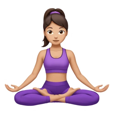 woman dark brown hair in ponytail doing yoga in purple uniform sticker
