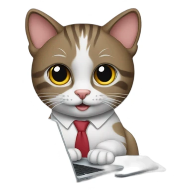 Cat office worker with laptop sticker