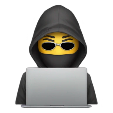 hacker with mask on laptop sticker