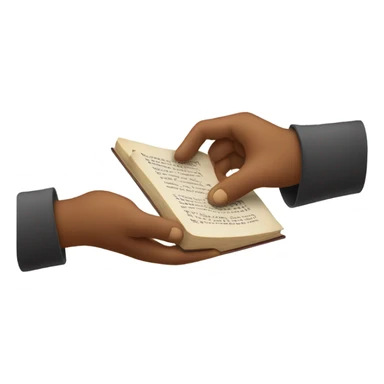 A hand passing a book or coin to another hand. sticker