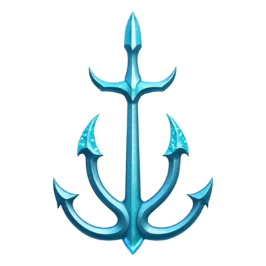 Cyan Poseidon's trident with glitter and water effects around it. sticker