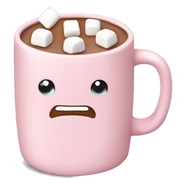 Light Pink mug of hot chocolate with marshmallows  sticker