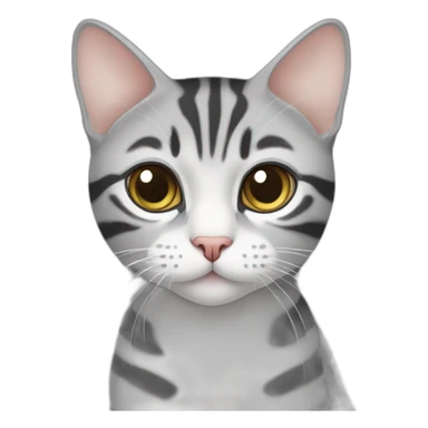 an American Shorthair with grey color and white-striped Tabby cat sticker