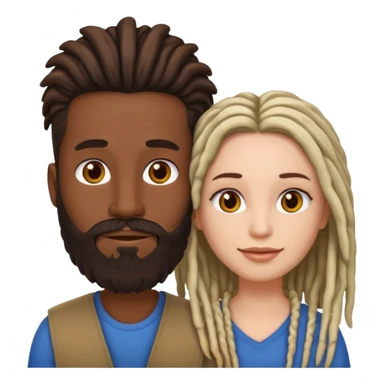 Couple emoji white with man with beard, dark complexion female with mid length locs sticker